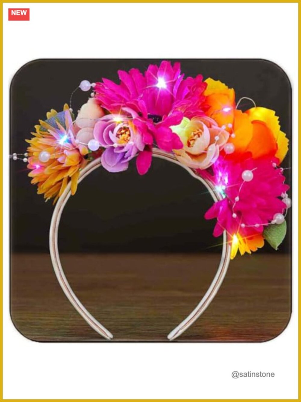 LED Flower Headband with Pearl Boho Hair Accessory for Parties & Festivals